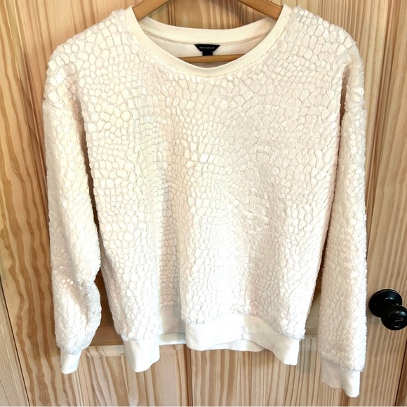 Ann Taylor Cracked Ice Sweatshirt Sweater Winter White. Size Medium. - Picture 4 of 15